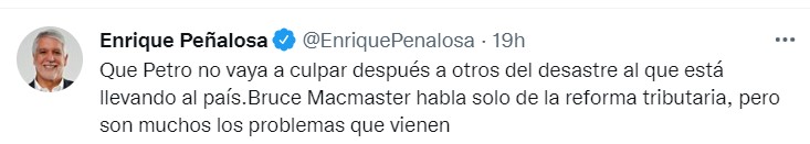 Peñalosa critica la reforma de Petro.