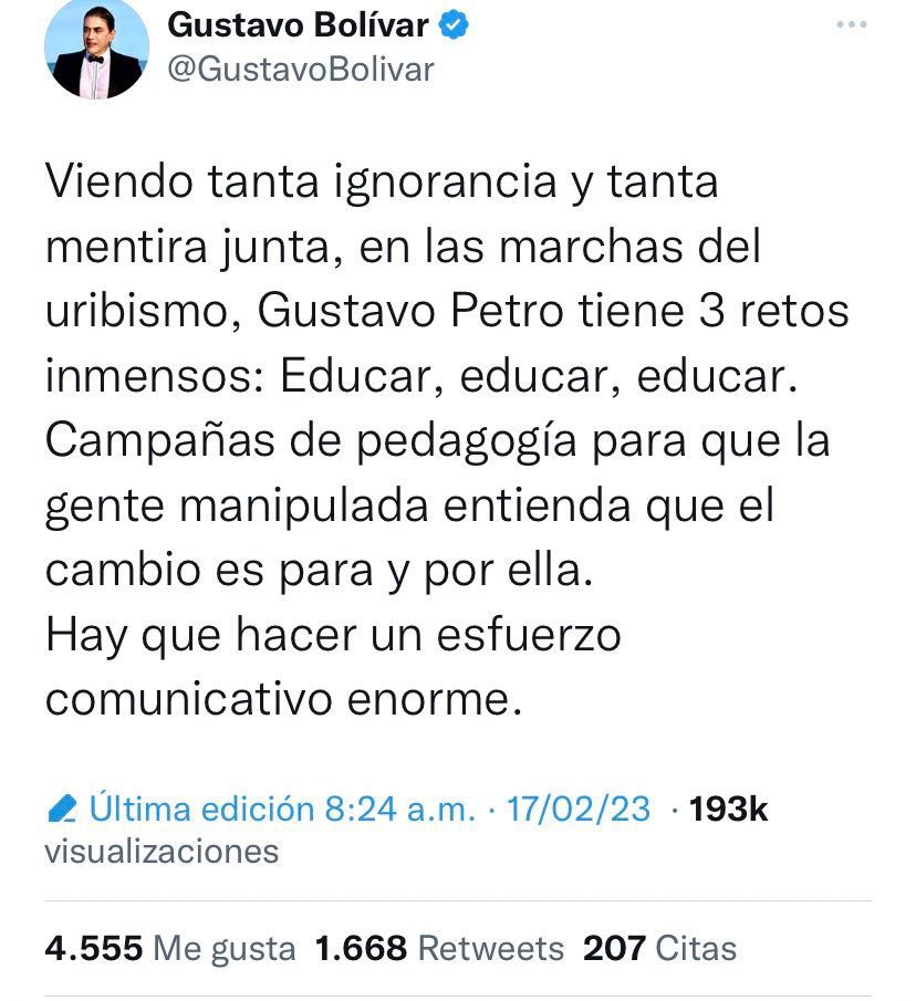 @GustavoBolívar/Twitter.