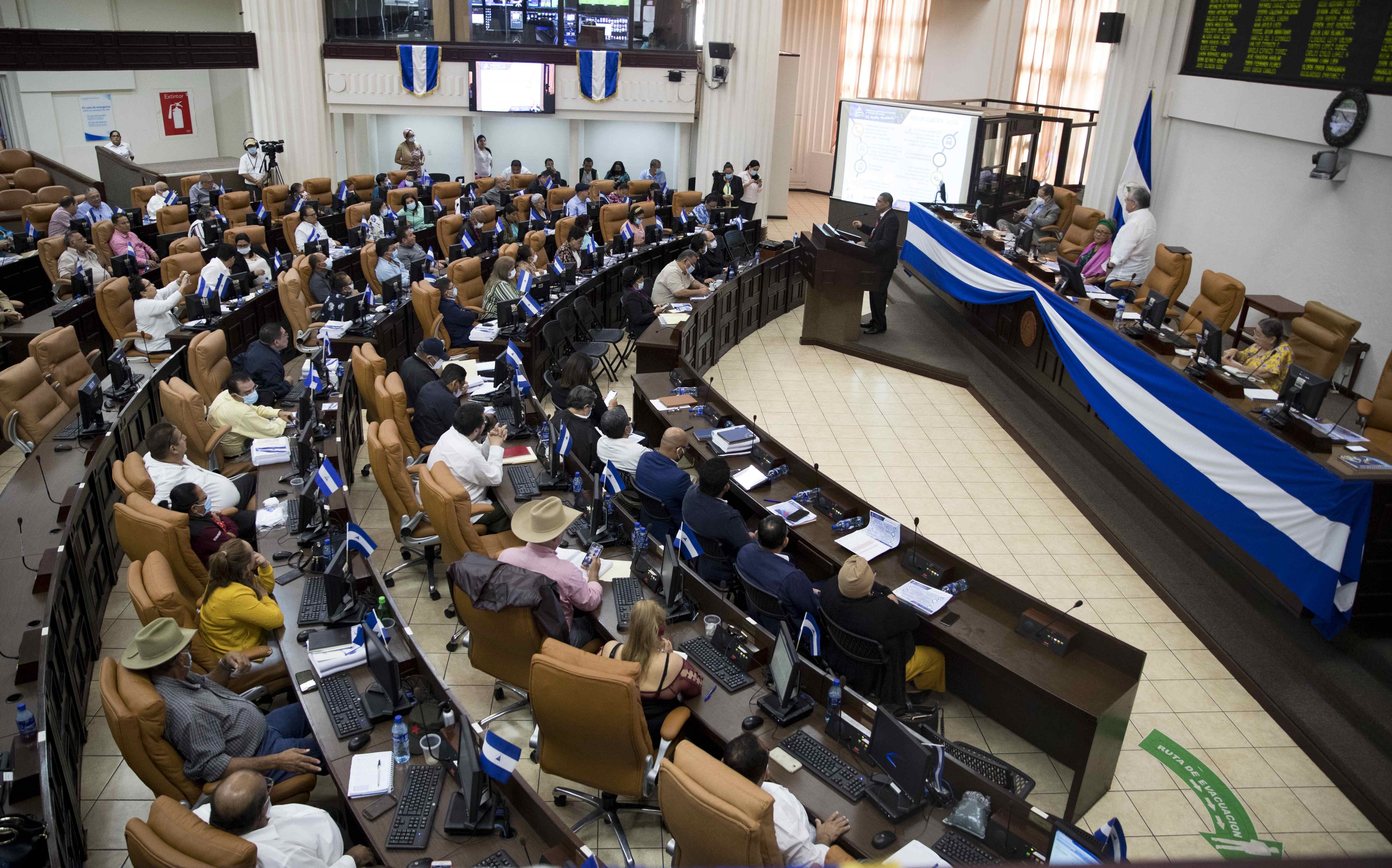 Fotografía de archivo de vista general del parlamento de Nicaragua. EFE/Jorge Torres
