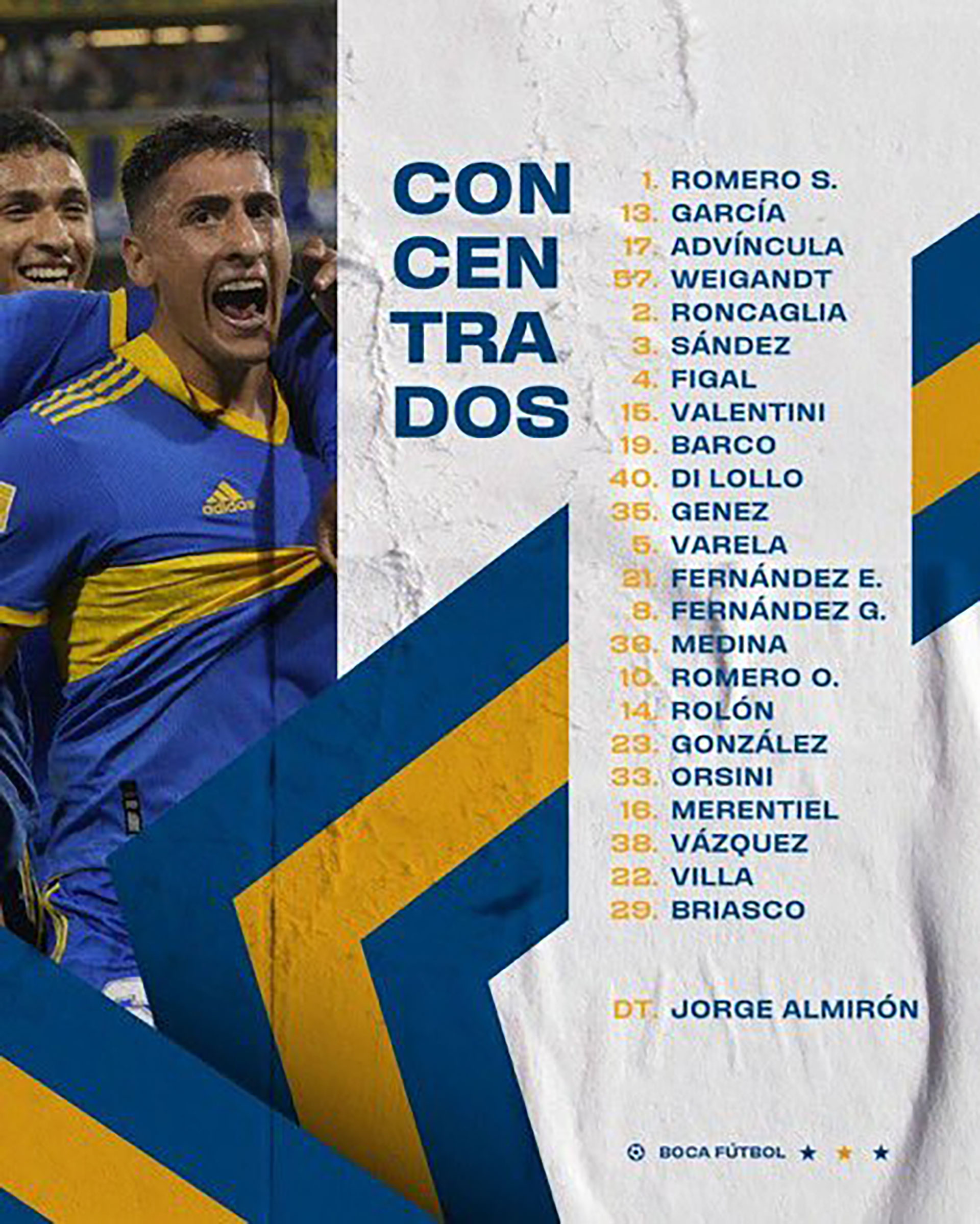 The list of concentrates in Boca Juniors to visit River