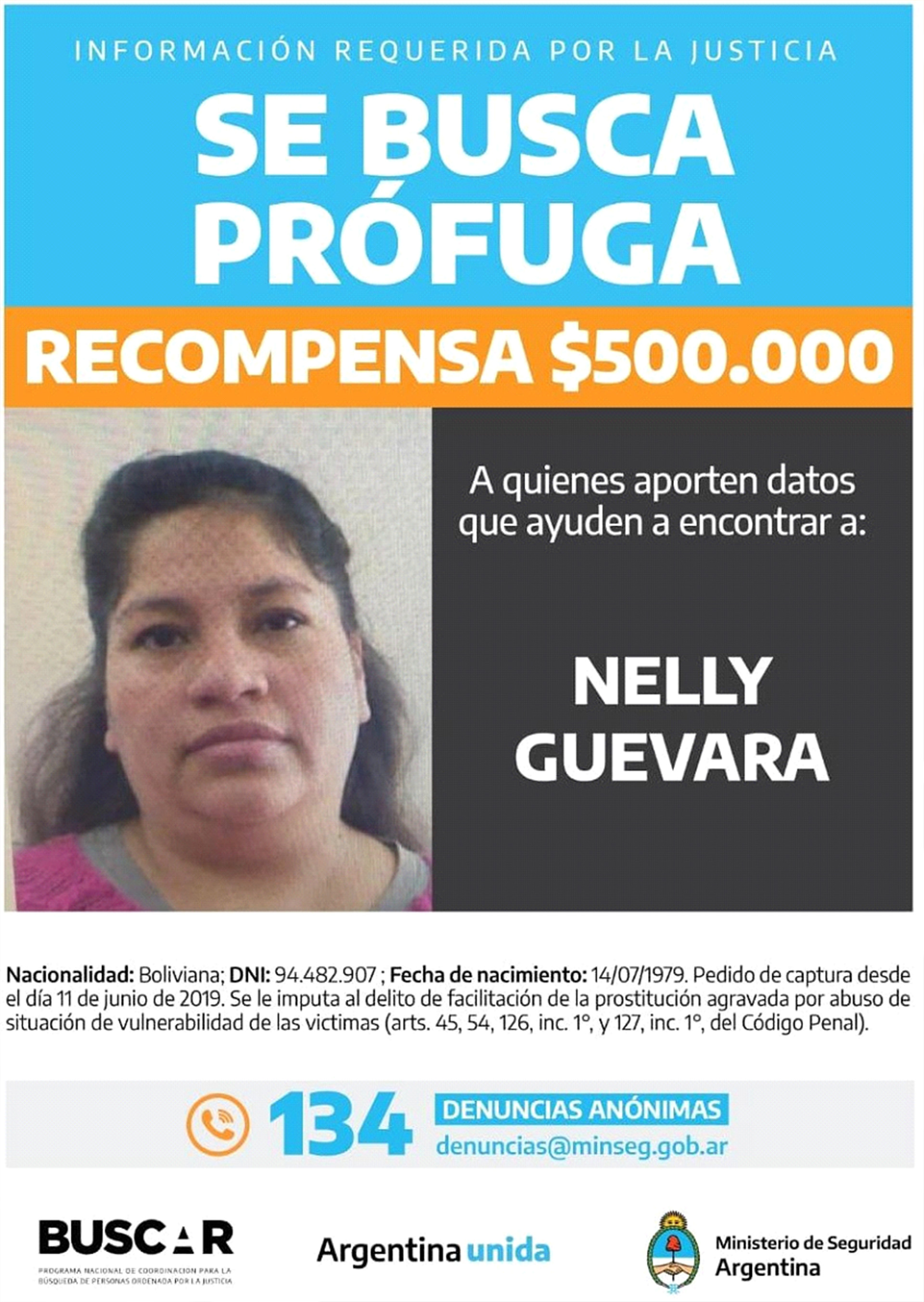 Nelly Guevara, buscada