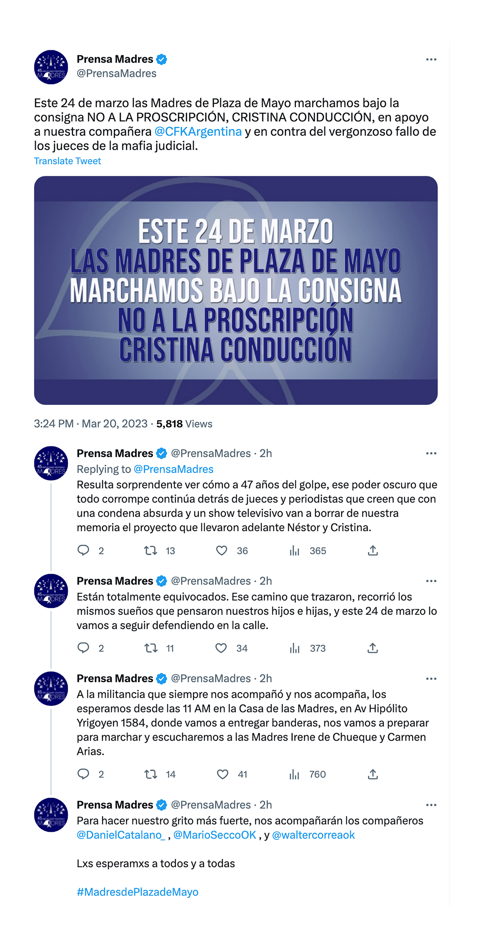 La convocatoria de Madres de Plaza de Mayo 