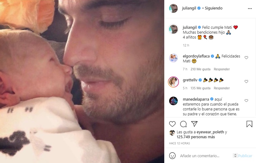 En enero, Julián Gil felicitó a su hijo por su cumpleaños número cuatro a través de Instagram (Foto: Instagram de Julián Gil)