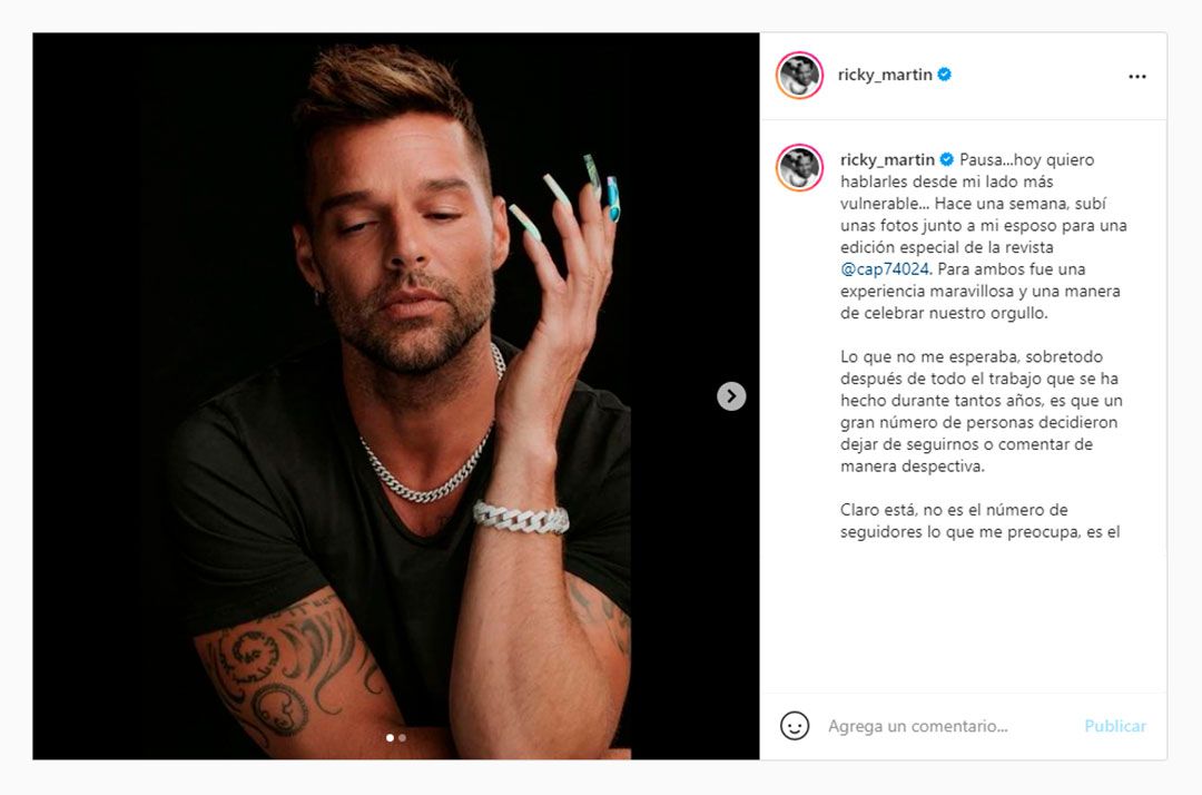 Por qué Ricky Martin publicó un fuerte mensaje contra la discriminación a la comunidad LGBT+ - Infobae