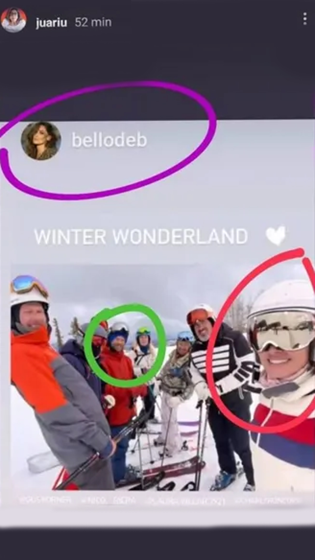 La foto que subió Débora Bello junto a Nico Riera y otros  amigos durante sus vacaciones en la nieve