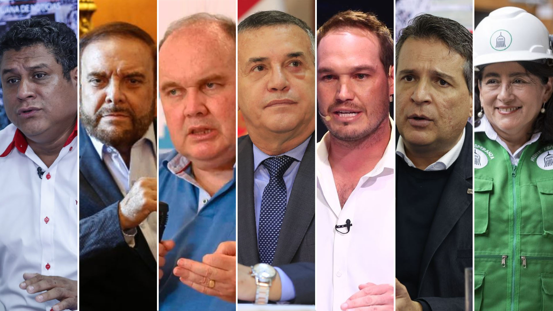 The 7 candidates for the mayoralty of Lima.