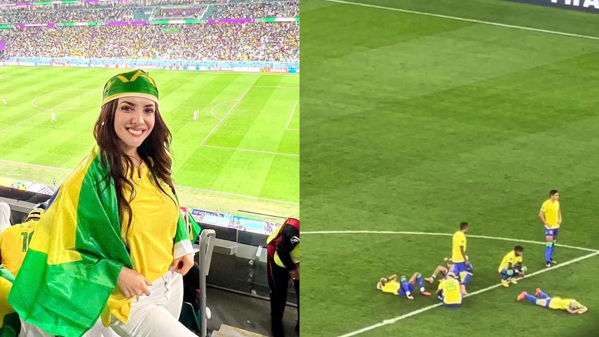Rosángela Espinoza en el partido Brasil y Croacia en Qatar. Instagram