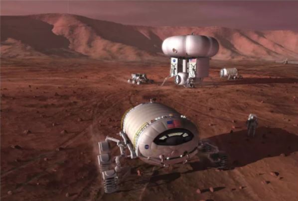 NASA's first graphic conception of what a mission to the red planet would look like (NASA)