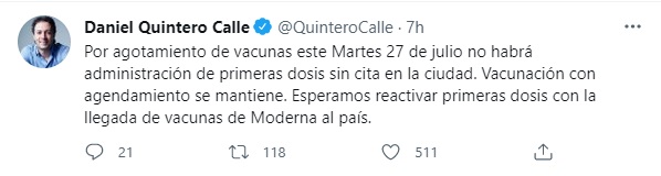 Foto: Twitter Daniel Quintero.
