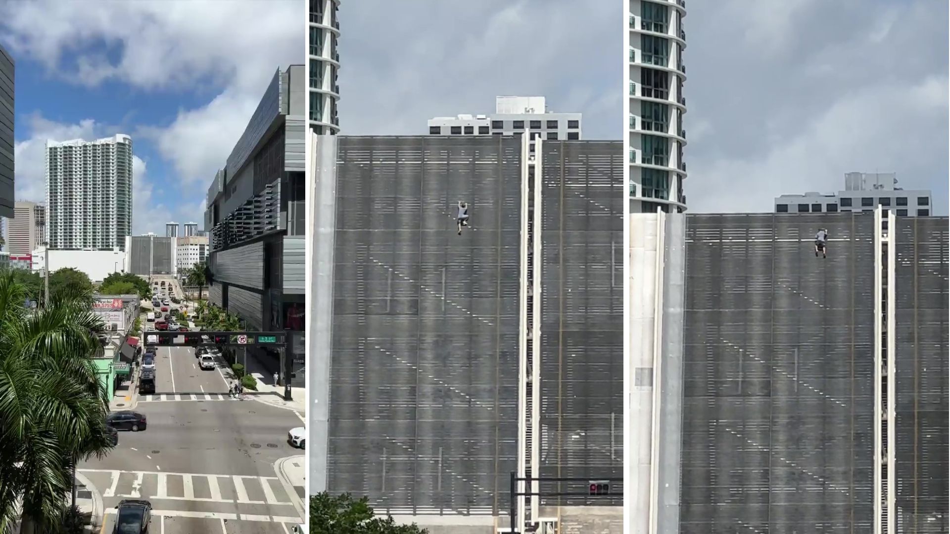 ¿Reto viral o locura?: un hombre quedó colgando de un puente levadizo y desató el pánico en Miami