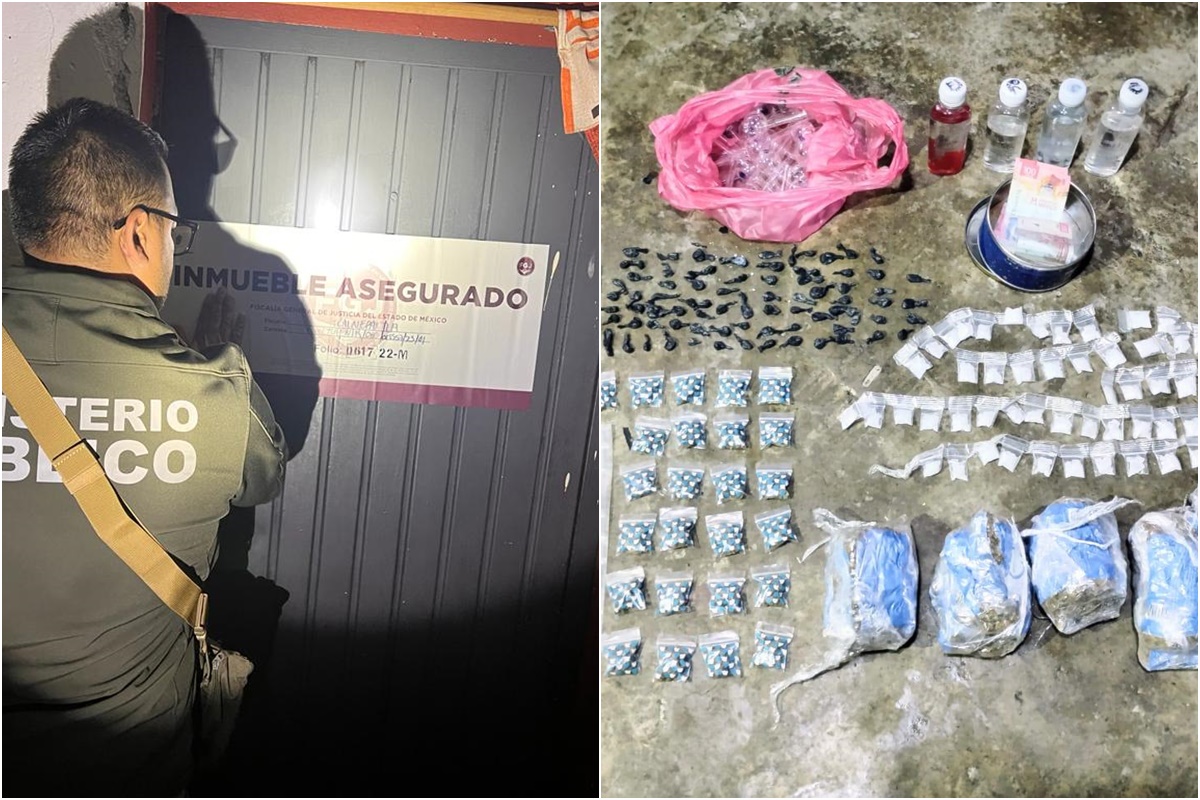 Detuvieron a siete personas e incautaron droga en dos cateos en inmuebles de Tlalnepantla y Atizapán