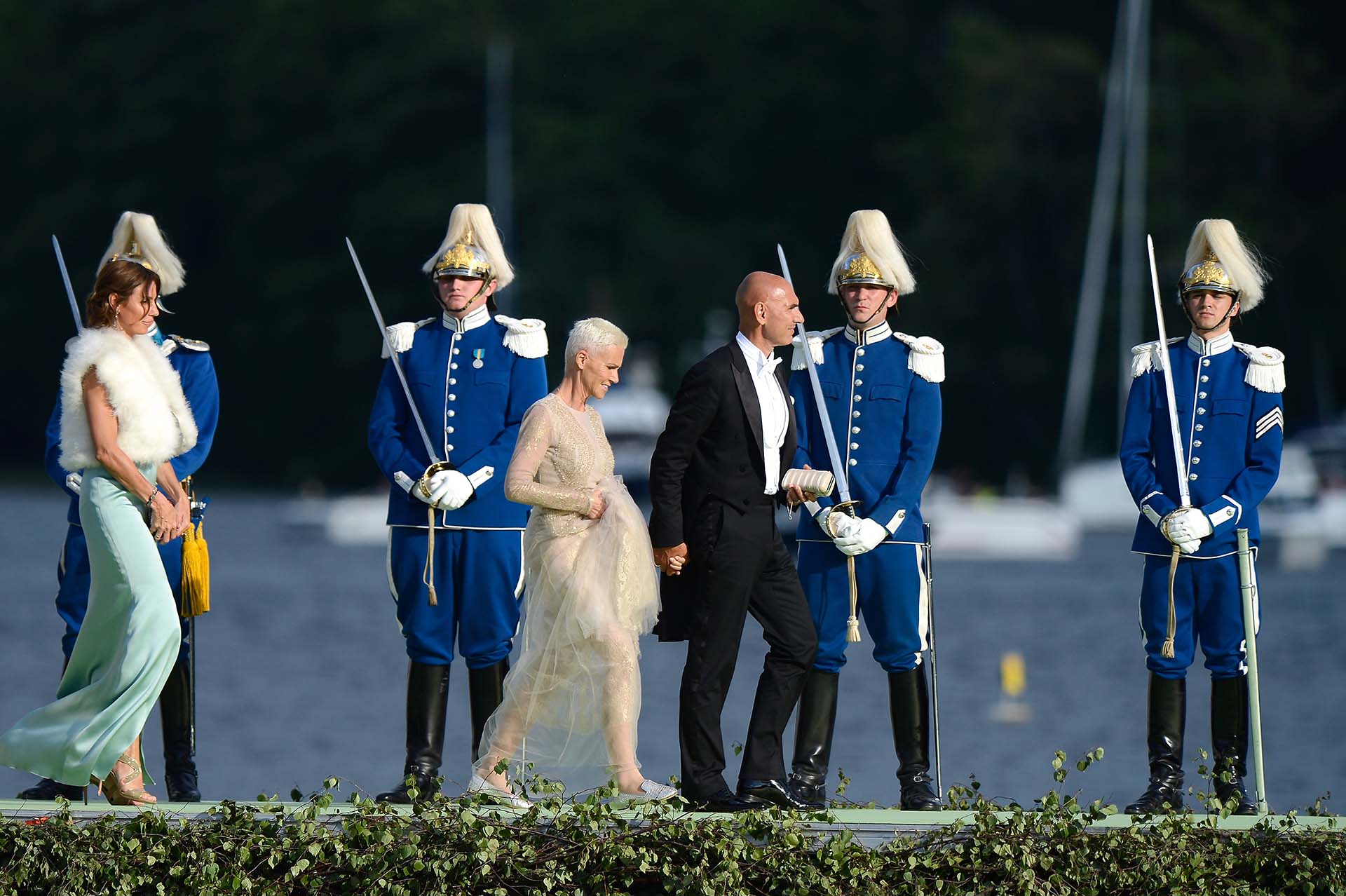 Marie Fredriksson y su marido Micke Bolyos en la boda de la princesa Magdalena de Suecia (Pascal Le Segretain/Getty Images)