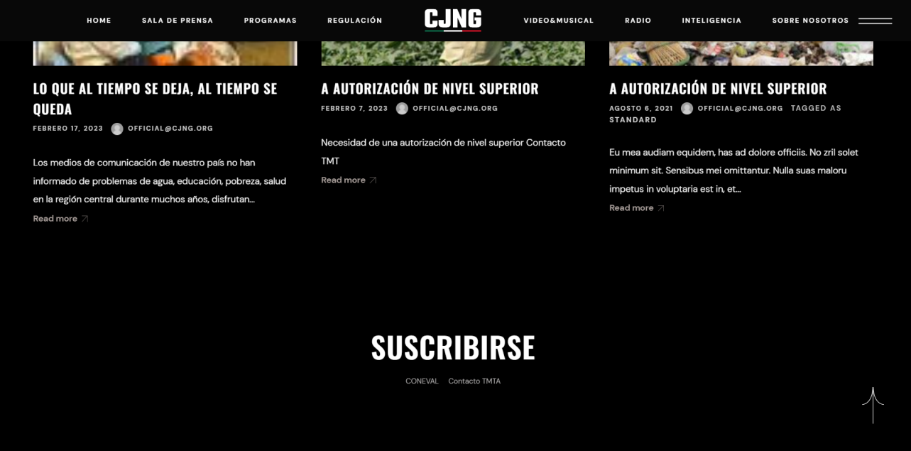 Había una sección para "suscribirse" a la información del CJNG
(Foto: Captura de pantalla/Infobae)