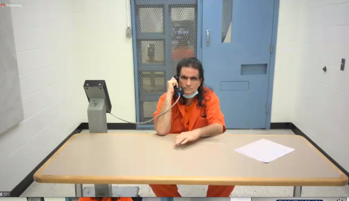 Alex Saab, en su primera comparecencia ante el juez desde la prisión de la Florida donde está preso por lavado de dinero (Tribunal Federal de Florida)