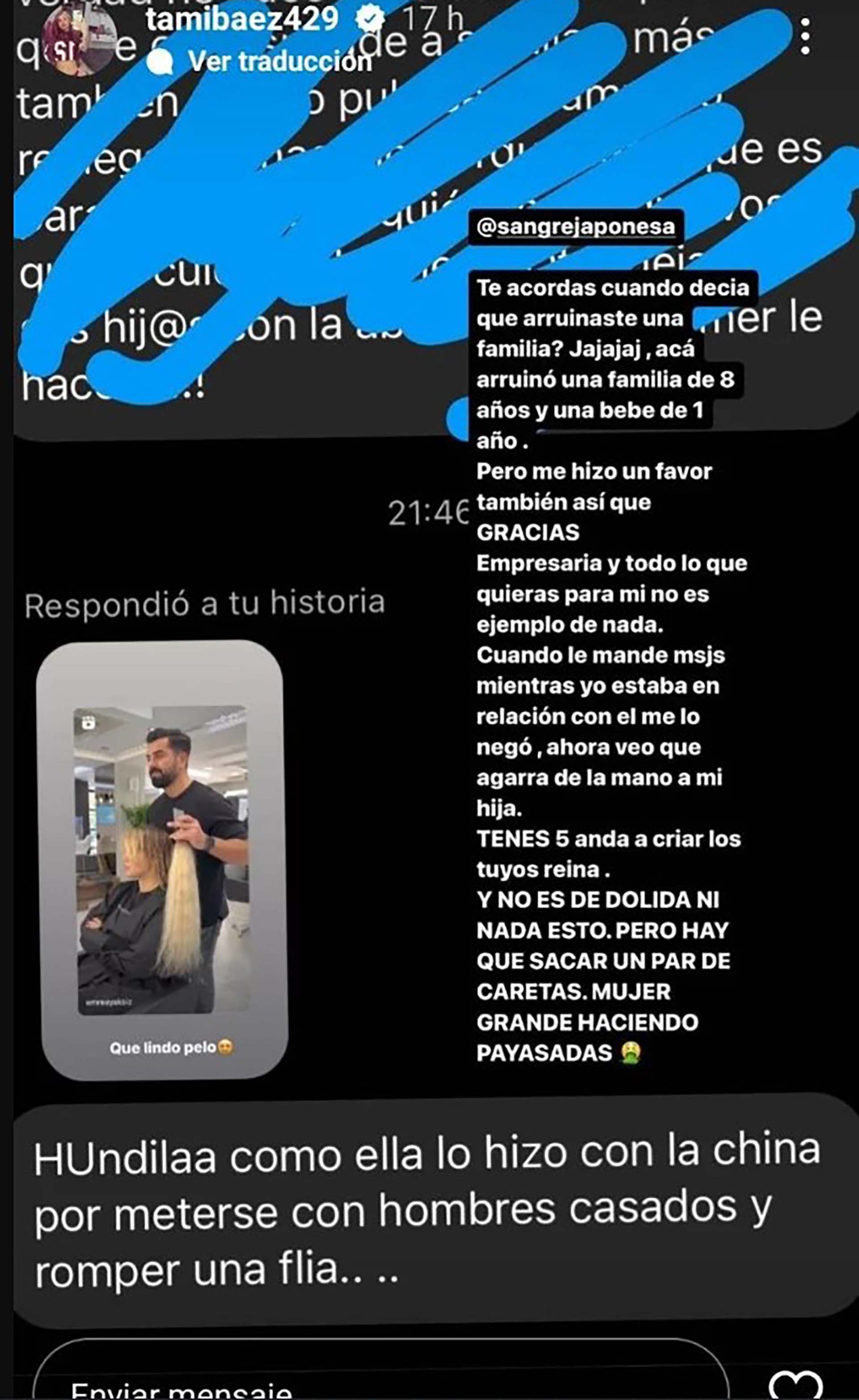 La publicación de Tamara Báez arrobando a la China Suárez