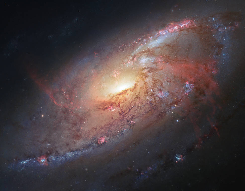 Imagen de la galaxia M 106 (Foto: NASA, ESA, The Hubble Heritage Team y R. Gendler, J. GaBany)