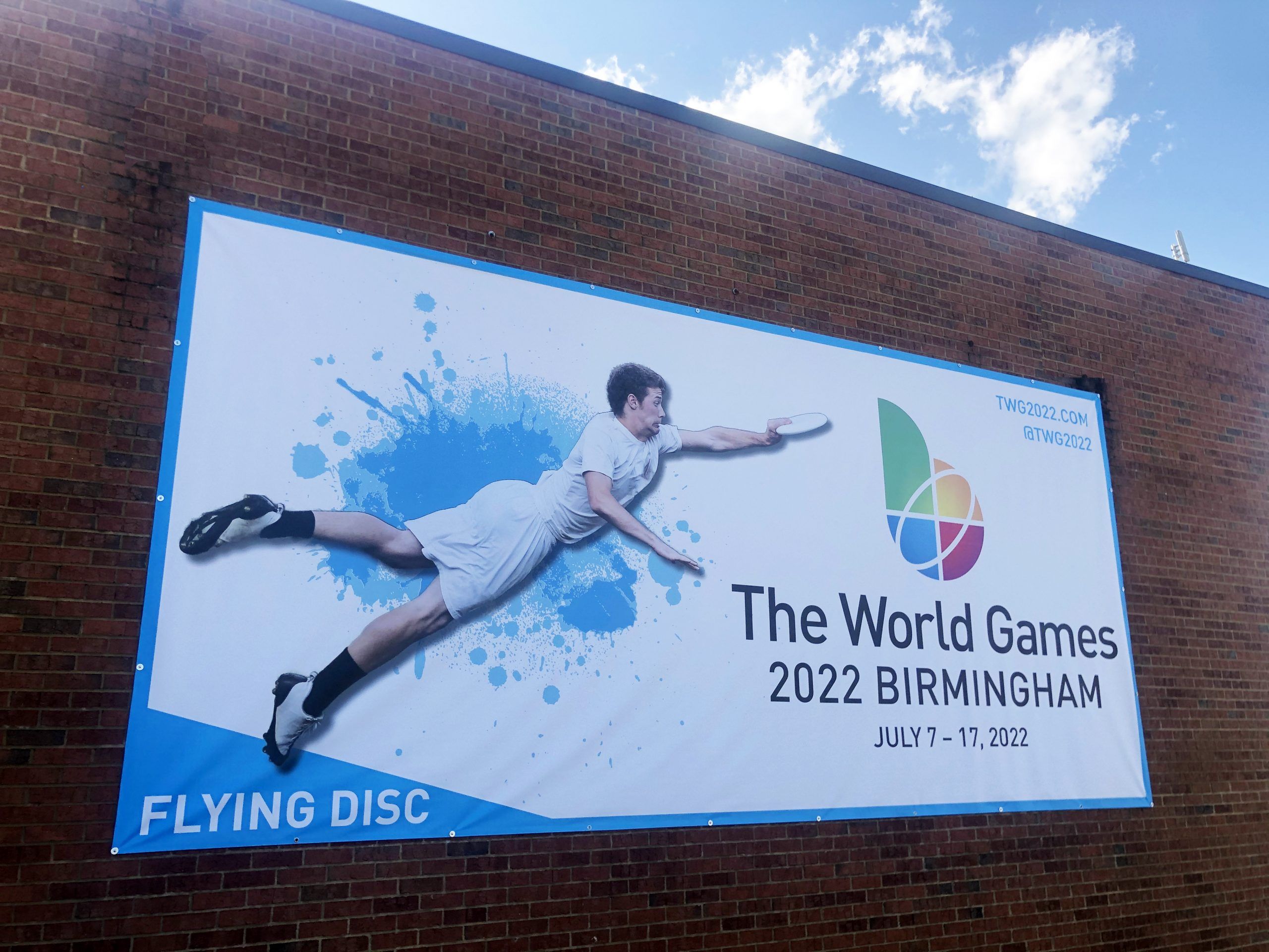 World Games 2022 sign at flying disc venue (TWG2022)