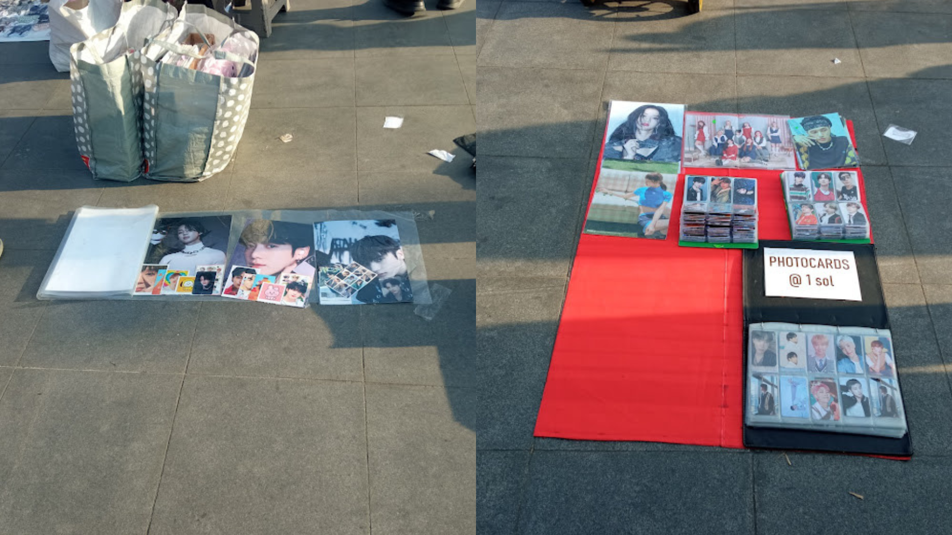 K-pop fans gather at Alameda 28 de Julio to present their products.