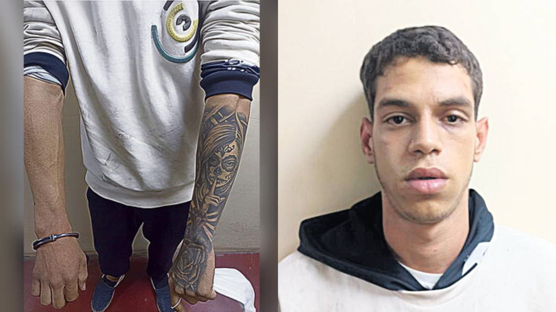 'Maldito Cris' fue reconocido por su tatuaje de la Santa Muerte pidiendo silencio con un dedo, en el antebrazo izquierdo.