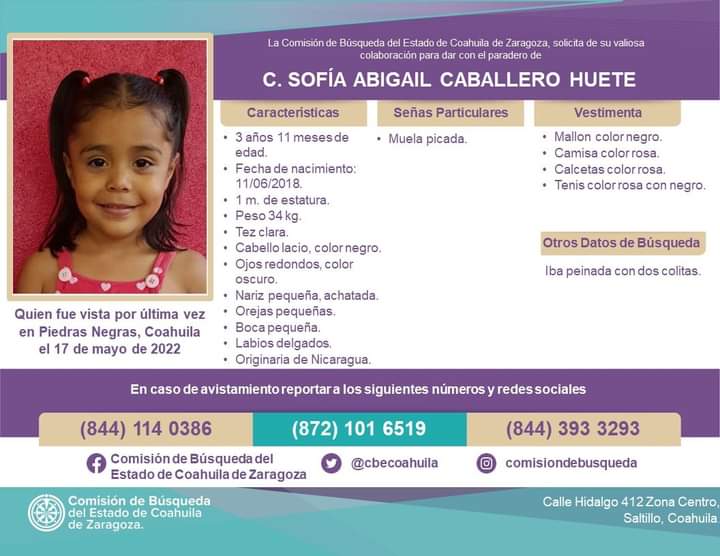 Buscan a Sofía Abigail, la niña de 3 años que desapareció tras ser arrastrada por el Río Bravo  