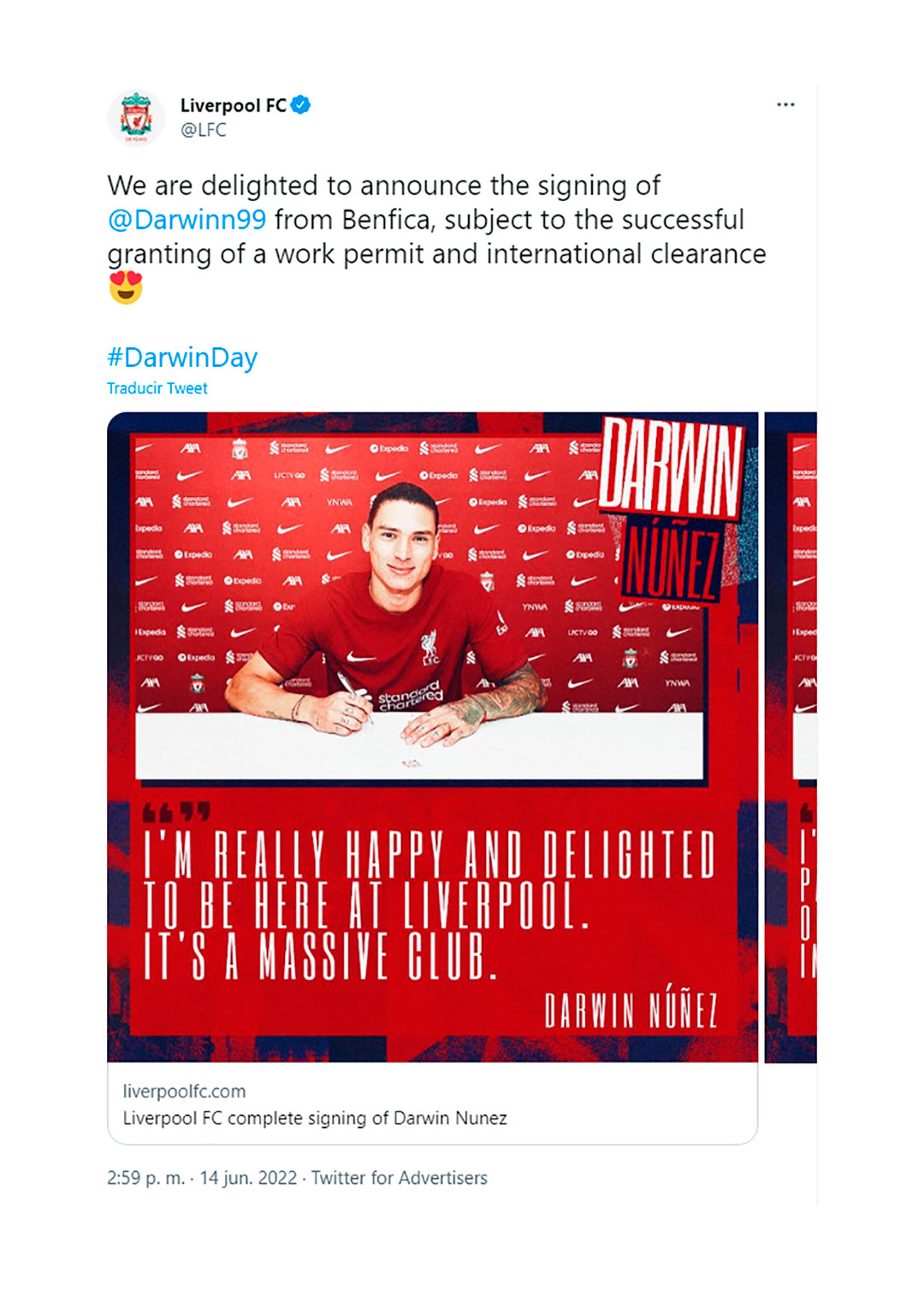 Impacto en las redes sociales: así anunciaron los Reds su llegada (@LFC)