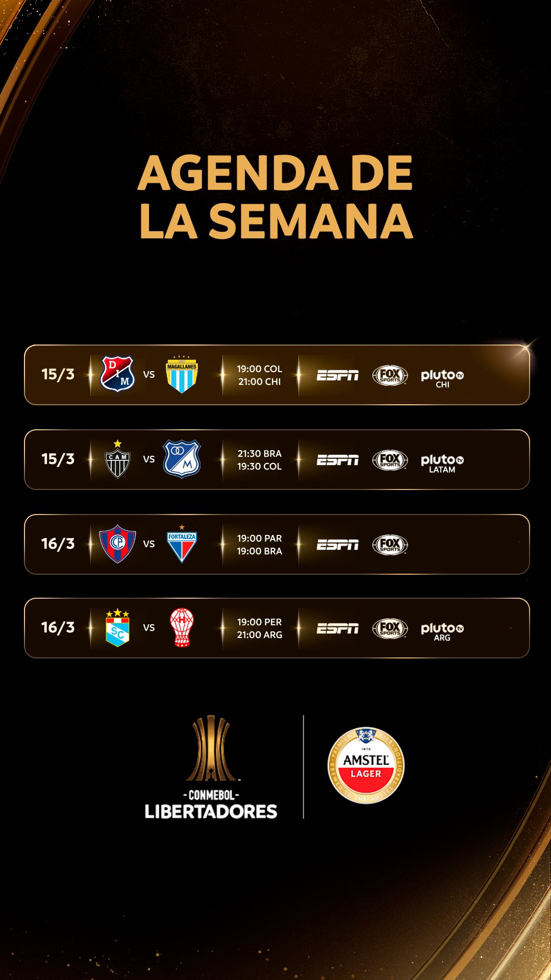 La agenda de los partidos de la Copa Libertadores, incluyendo el Sporting Cristal vs Huracán.
