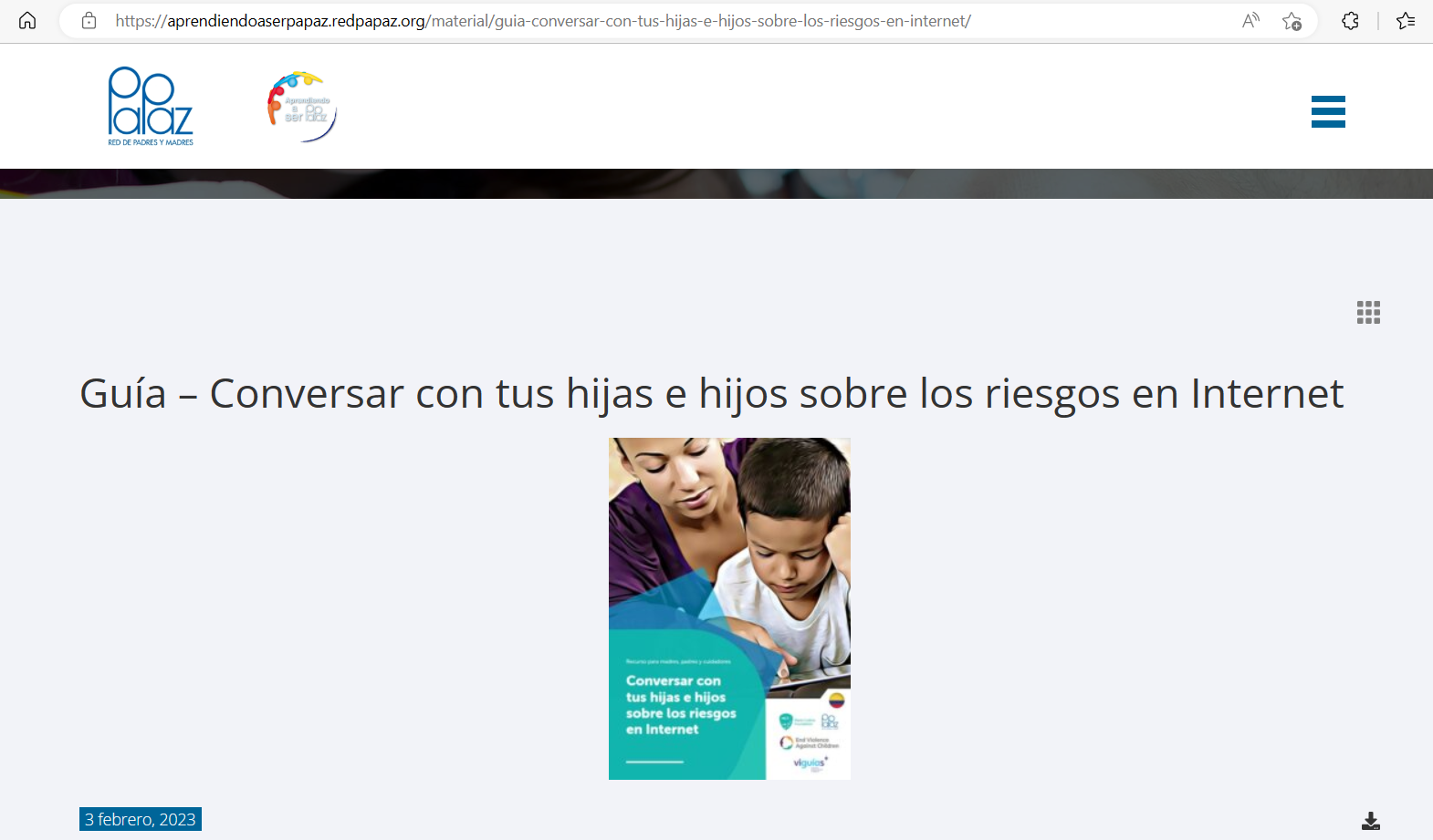 Guia para hablar con los hijos sobre los riesgos del Internet. @aprendiendoaserpapaz.redpapaz.org - Página oficial