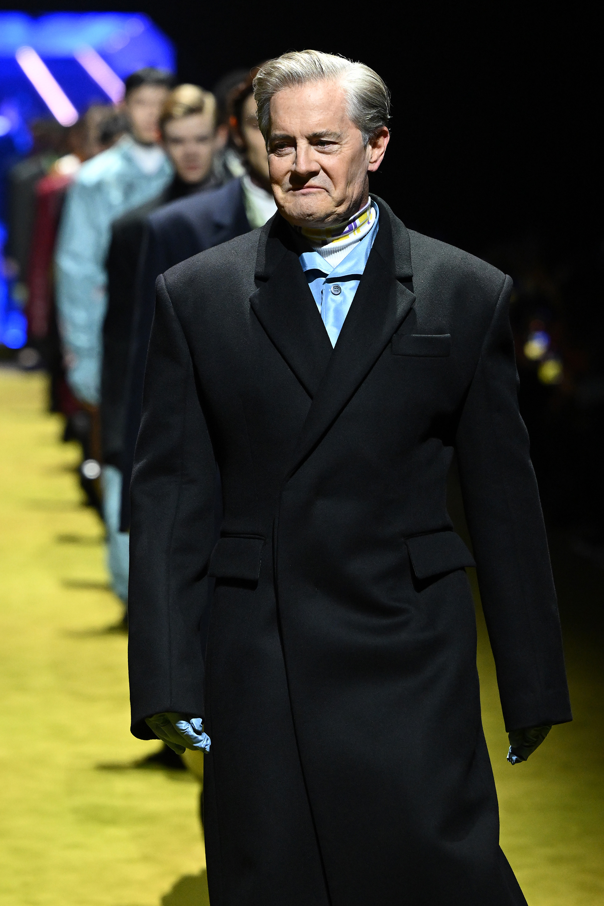 La ropa de abrigo ocupó un lugar fundamental en el desfile de Prada (Getty Images )