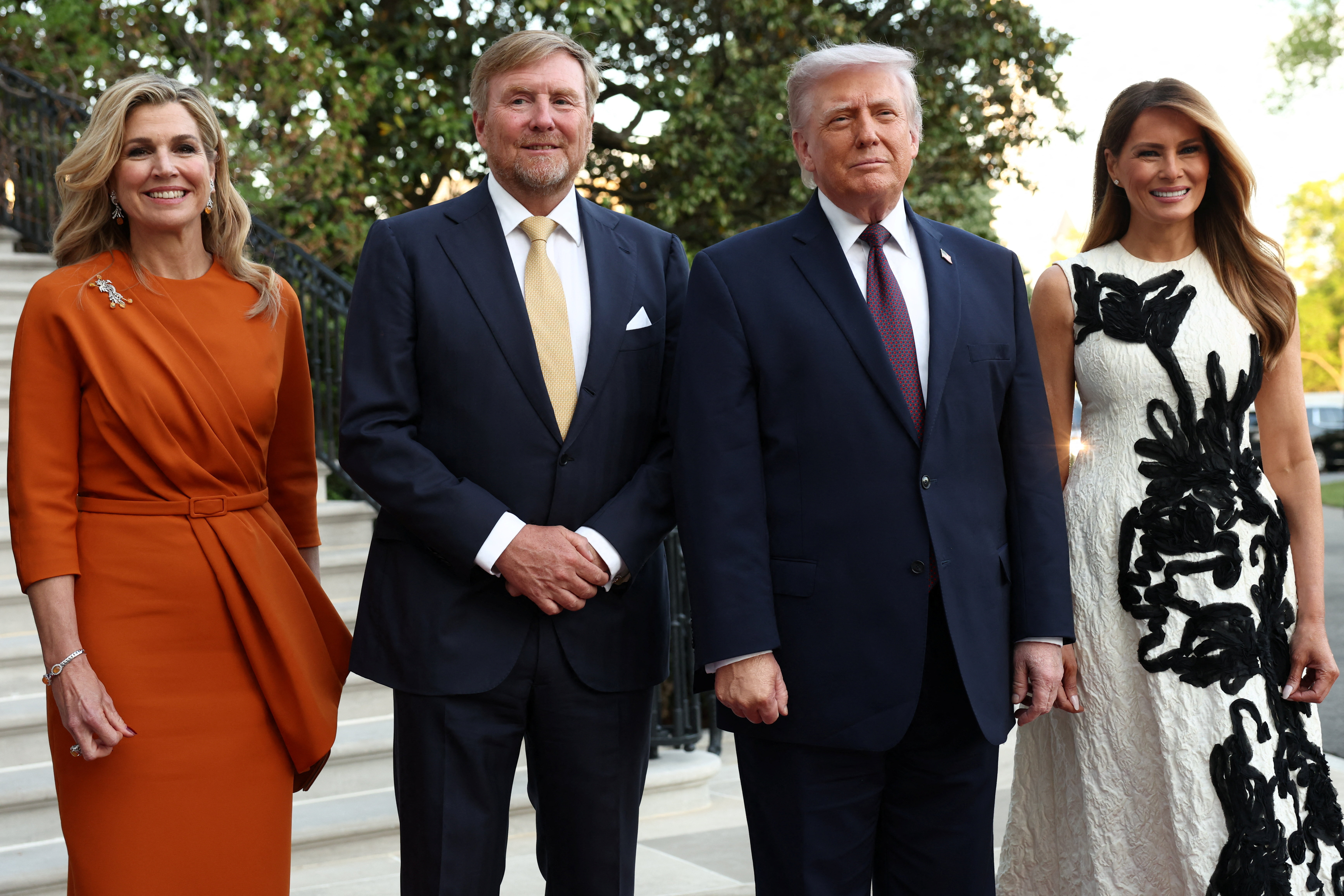 M&aacute;xima Zorreguieta y el rey Guillermo de Pa&iacute;ses Bajos fueron recibidos por Donald Trump en la Casa Blanca 