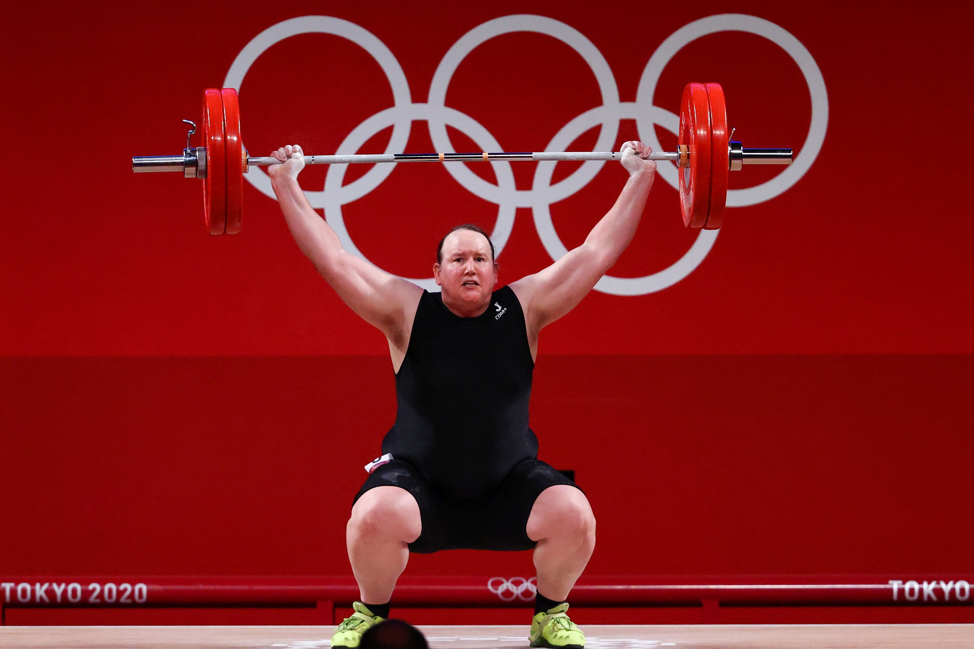 FILE PHOTO: Tokyo 2020 Olympics - Weightlifting - Women's +87kg - Group A - Tokyo International Forum, Tokyo, Japan - August 2, 2021. Laurel Hubbard of New Zealand in action. REUTERS/Edgard Garrido/File Photo