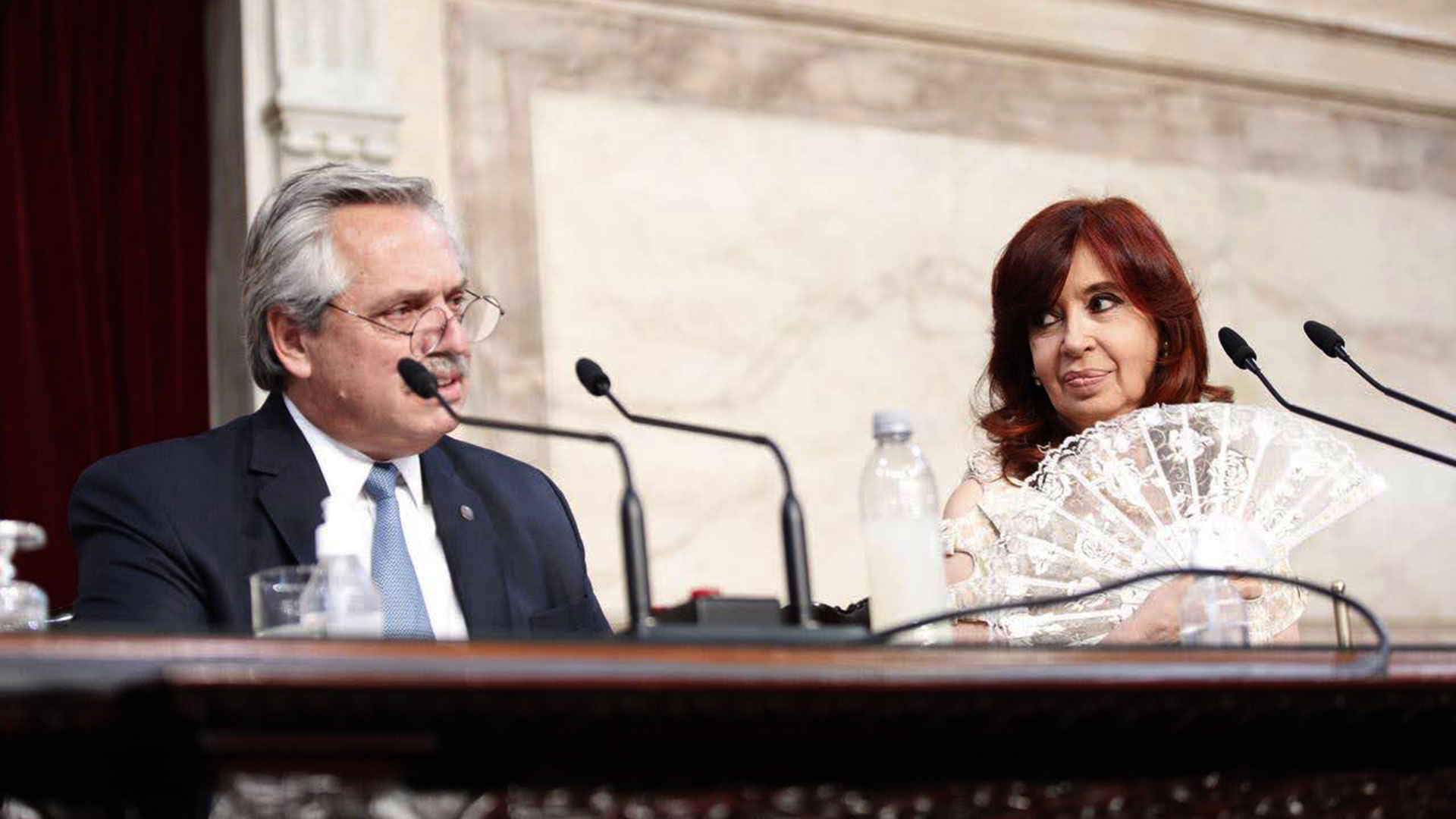 Alberto Fernández y Cristina Fernández durante la apertura de las sesiones ordinarias del Congreso