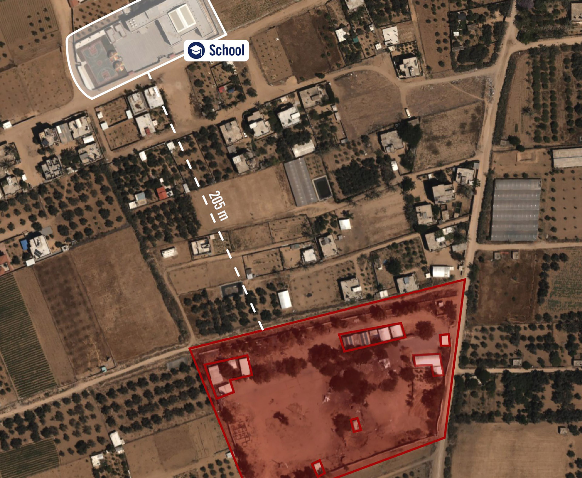 Las FDI divulgaron una imagen satelital de la zona bombardeada en Gaza