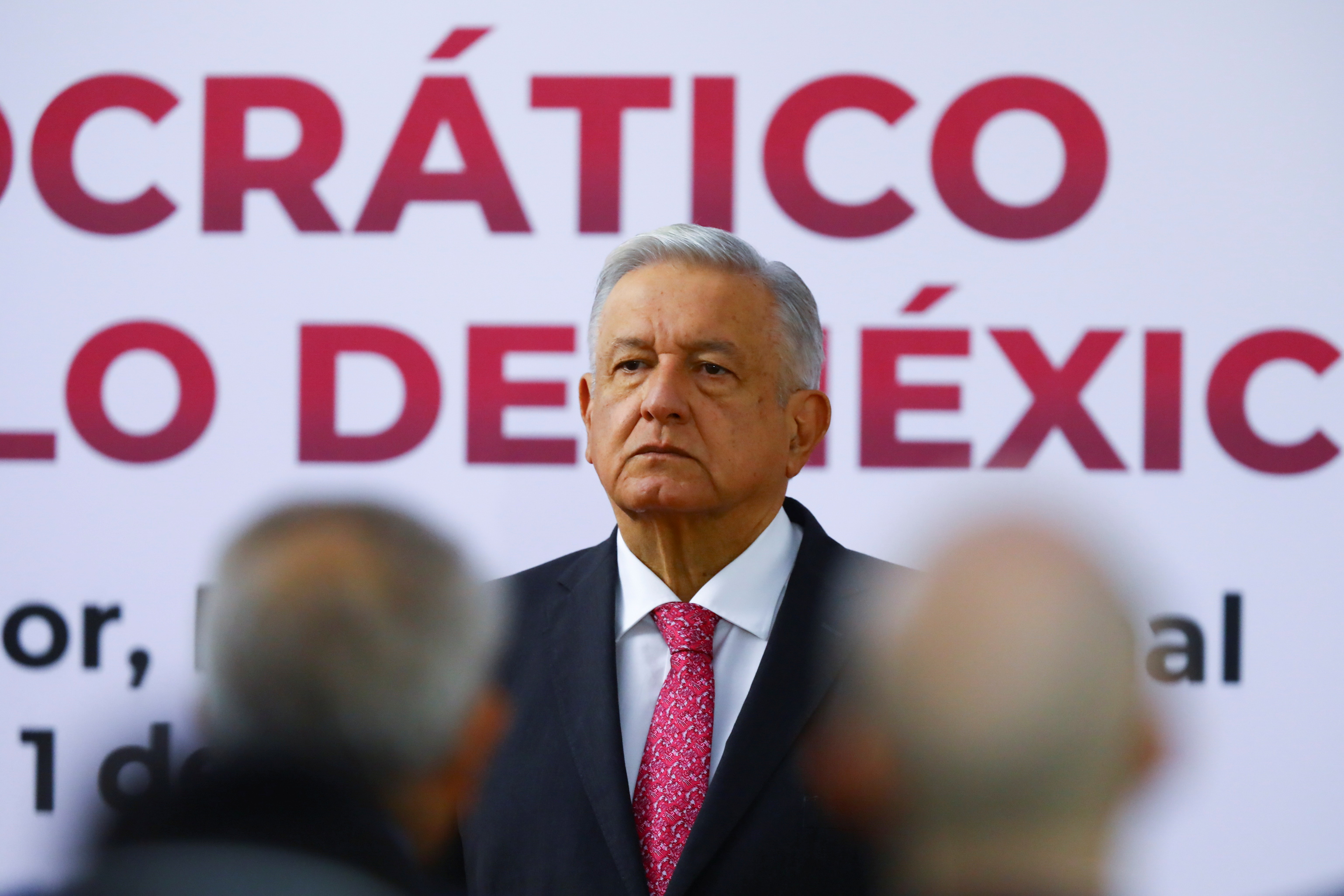 Mexico's President Andres Manuel Lopez Obrador looks on during a commemoration  on the third anniversary of his presidential election victory at National Palace in Mexico City, Mexico July 1, 2021. REUTERS/Edgard Garrido