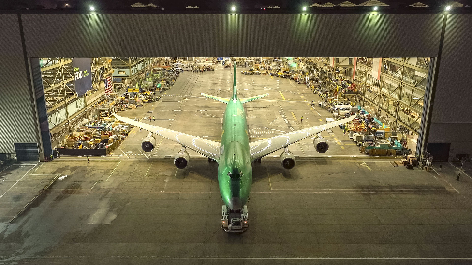 This photo taken on December 7, 2022 and released by Boeing on January 31, 2023 shows the last Boeing 747-8 leaving the company's widebody aircraft factory in Everett, Washington prior to delivery to Atlas Air in early 2023. Paul WEATHERMAN / Boeing / AFP / File