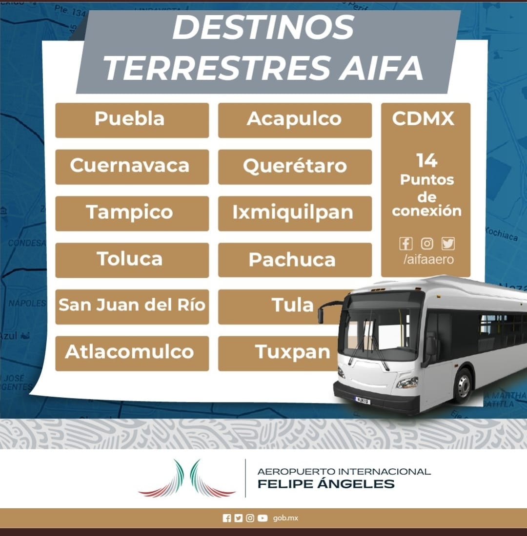 El Aeropuerto Internacional Felipe Ángeles (AIFA) anunció que tendrá servicio terrestre a varias ciudades del país y se desataron las burlas en redes sociales. (Imagen: AIFA)