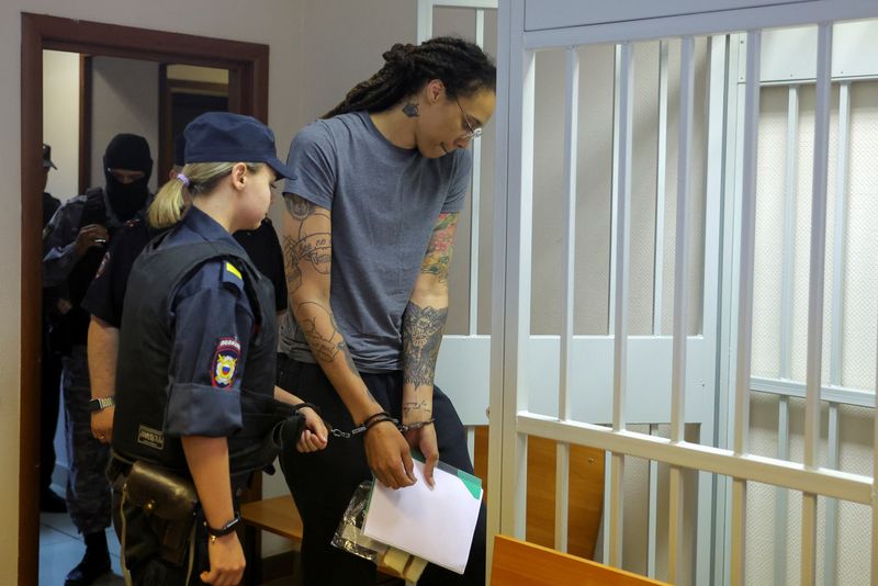 His arrest in February came at a time of heightened tensions between Moscow and Washington, days before Russia invaded Ukraine.  At the time, Griner was returning to Russia, where he played during the American league break (Reuters)