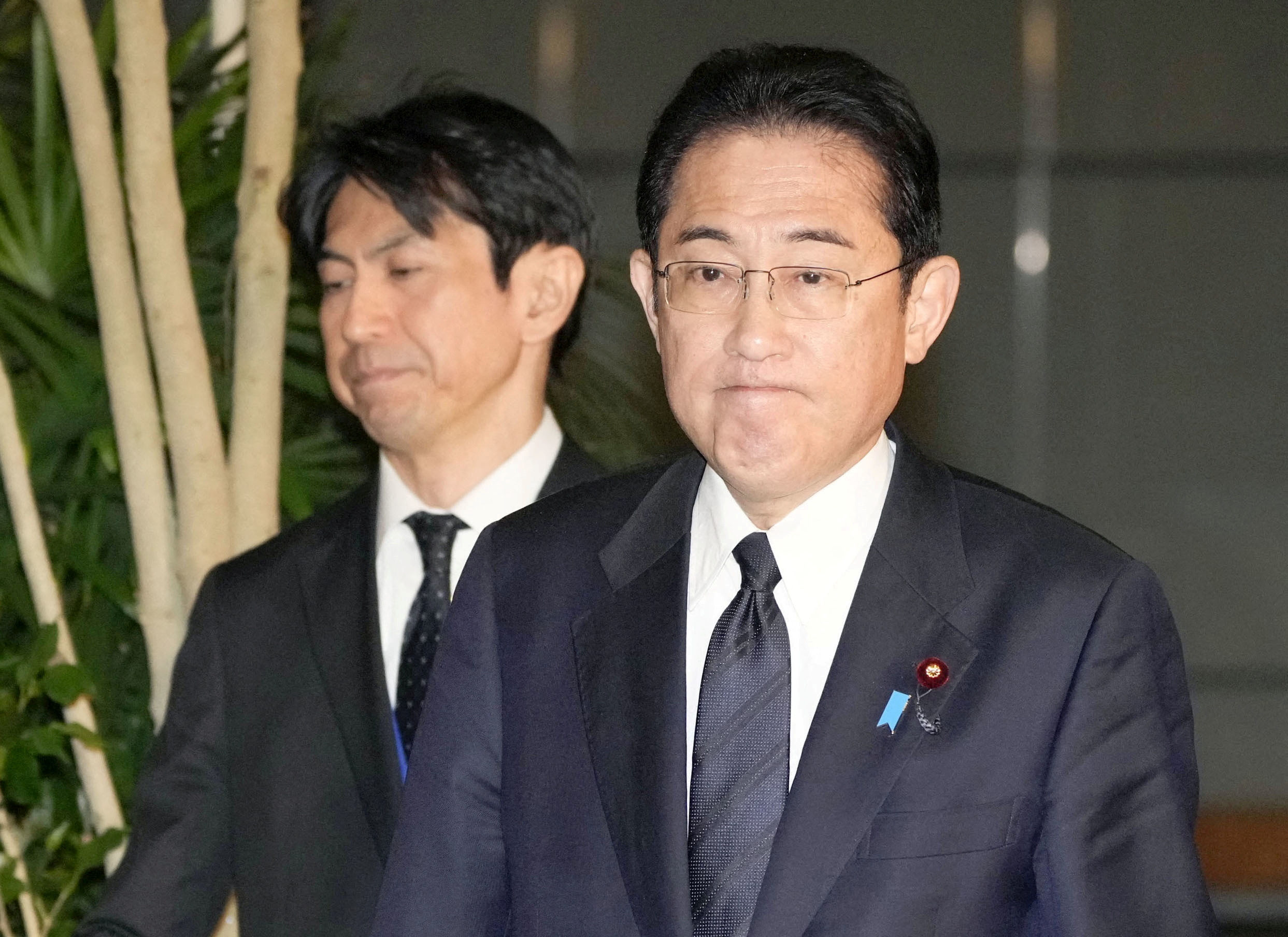 FILE PHOTO: Japanese Prime Minister Fumio Kishida speaks to the news media at the Defence Ministry in Tokyo, Japan, April 6, 2023. Mandatory credit Kyodo via REUTERS ATTENTION EDITORS - THIS IMAGE WAS PROVIDED BY A THIRD PARTY. MANDATORY CREDIT. JAPAN OUT. NO COMMERCIAL OR EDITORIAL SALES IN JAPAN/File Photo