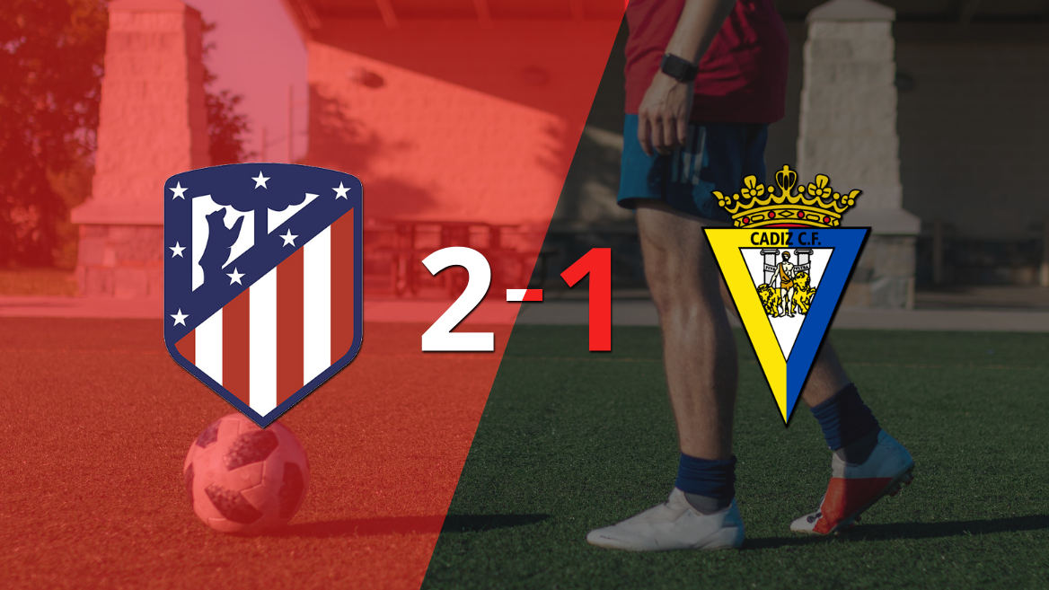 Atlético de Madrid consiguió una victoria en casa por 2 a 1 ante Cádiz