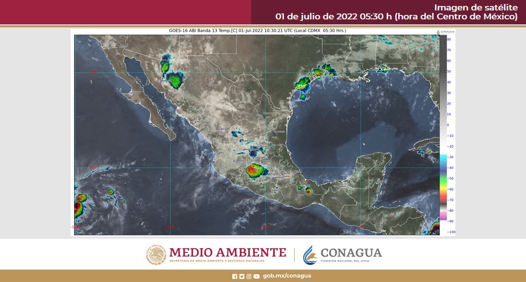 Clima en México para el 01 de julio de 2022. Foto: @conagua_clima