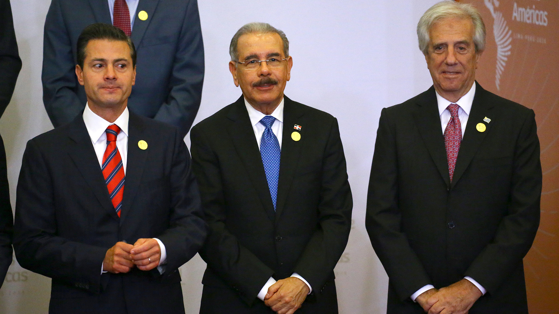 Cumbre de las Américas en Perú, junto al mexicano Enrique Peña Nieto y el dominicano Danilo Medina 