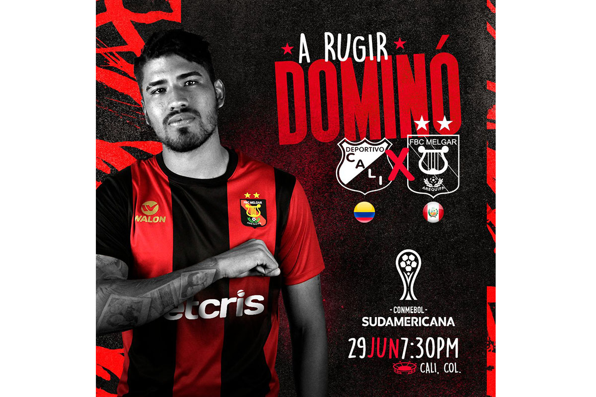 Anuncio del partido Melgar vs Deportivo Cali en Colombia.