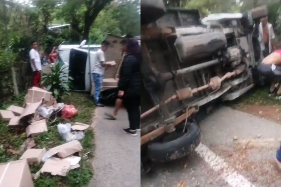 Accident on the Medellín-Bogotá highway.  Two children died.  (Video capture from Twitter - @DenunciasAntio2)