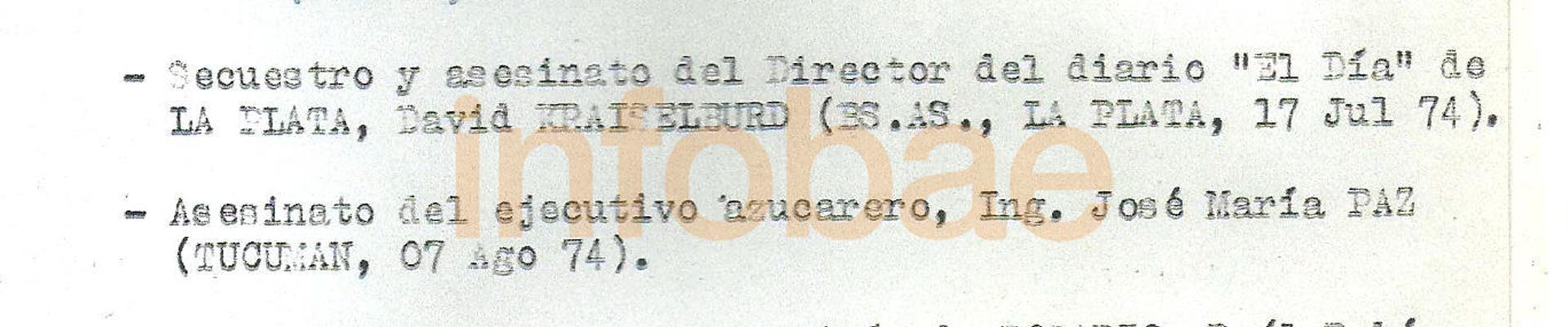 De un informe sobre Montoneros para la presidenta Isabel Perón
