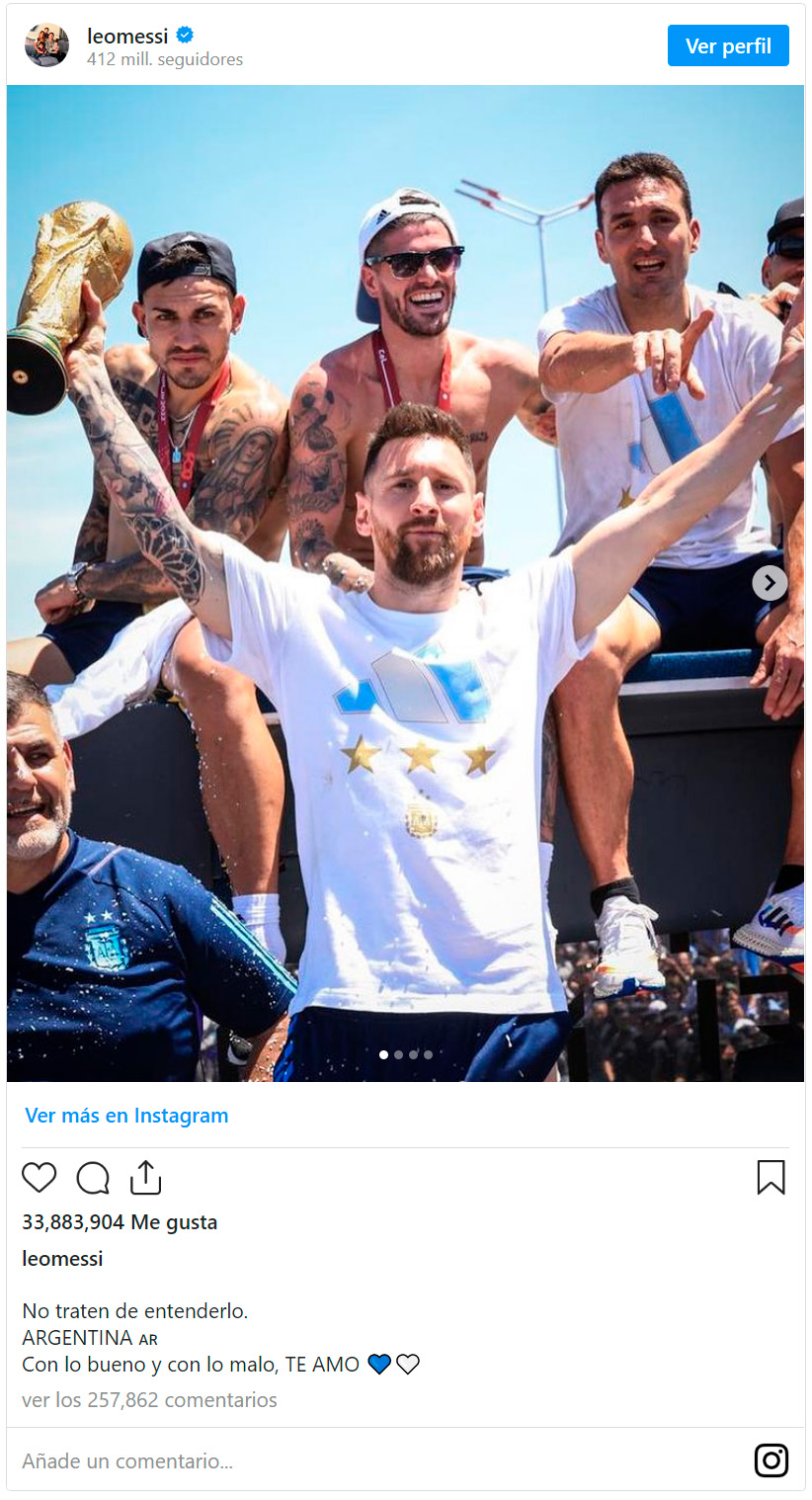 Lección de Messi para los políticos: "Argentina, con lo bueno y con lo malo, te amo"