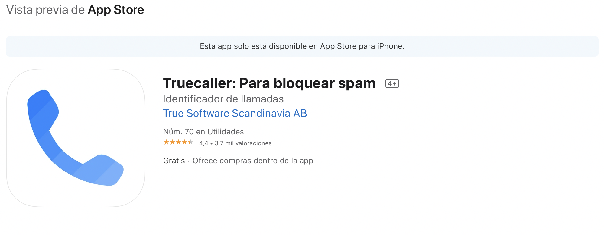 Aplicación TrueCaller. (foto: App Store)