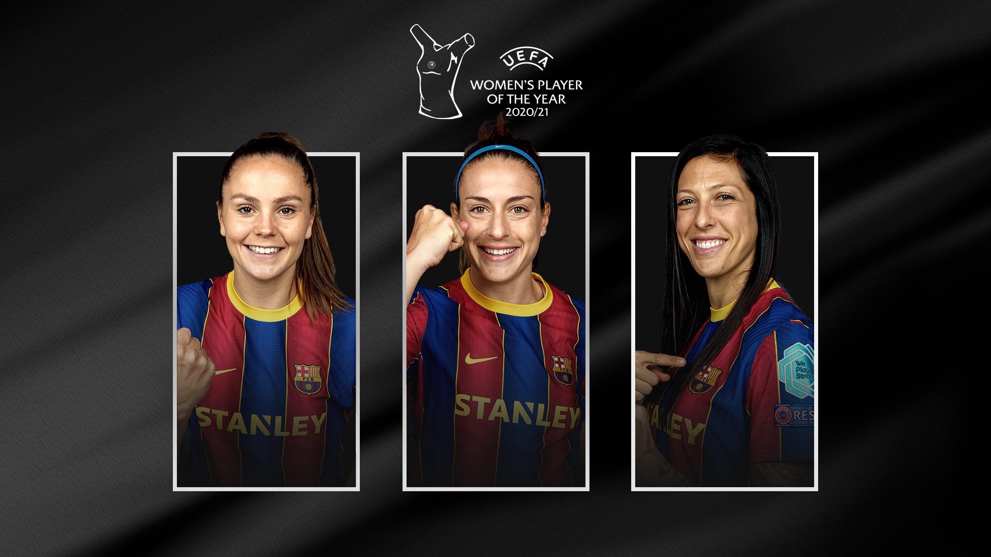 Lieke Martens, Alexia Putellas y Jennifer Hermoso eran las tres candidatas a la Mejor Jugadora de la temporada 2020/21 (UEFA)