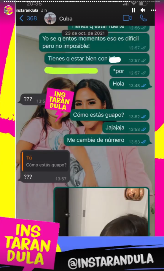 Mensajes de WhatsApp entre Melissa y Rodrigo Cuba.