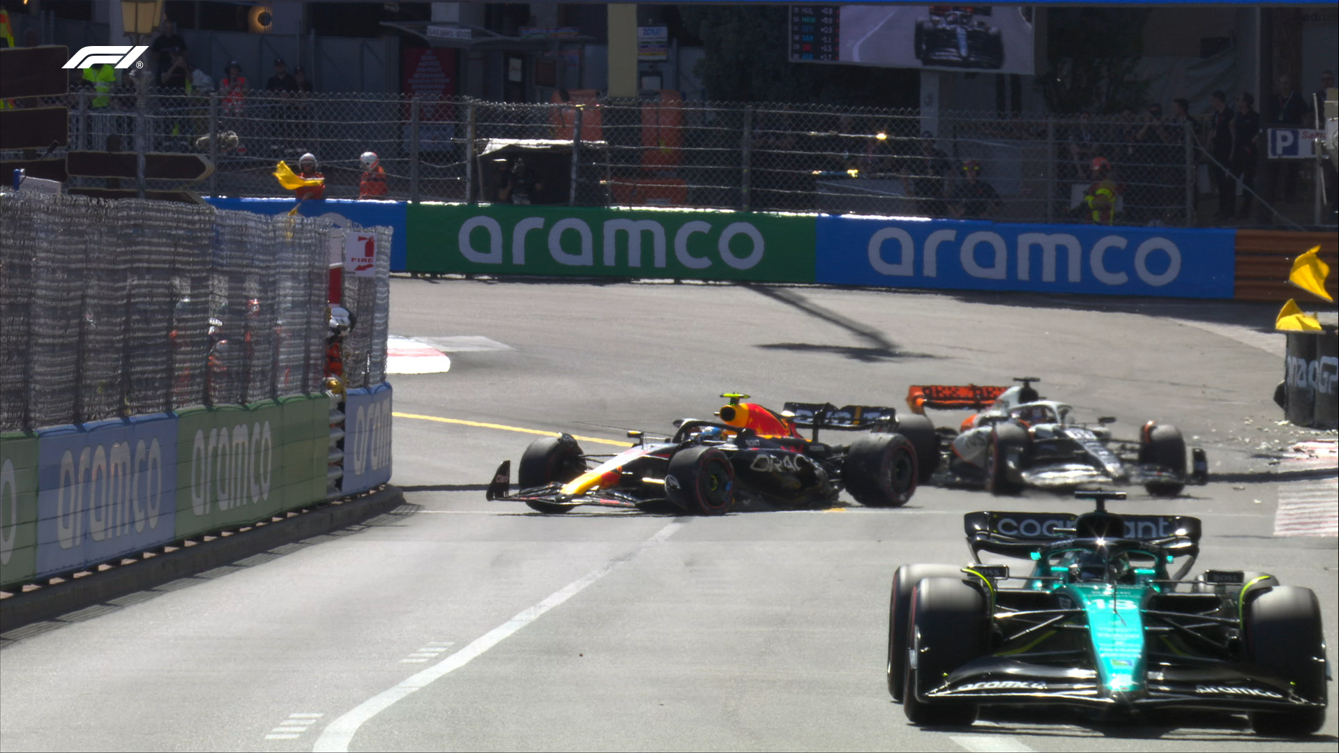Incidente del piloto jalisciense en la curva 1 del circuito de Mónaco

Foto: Twitter/F1
