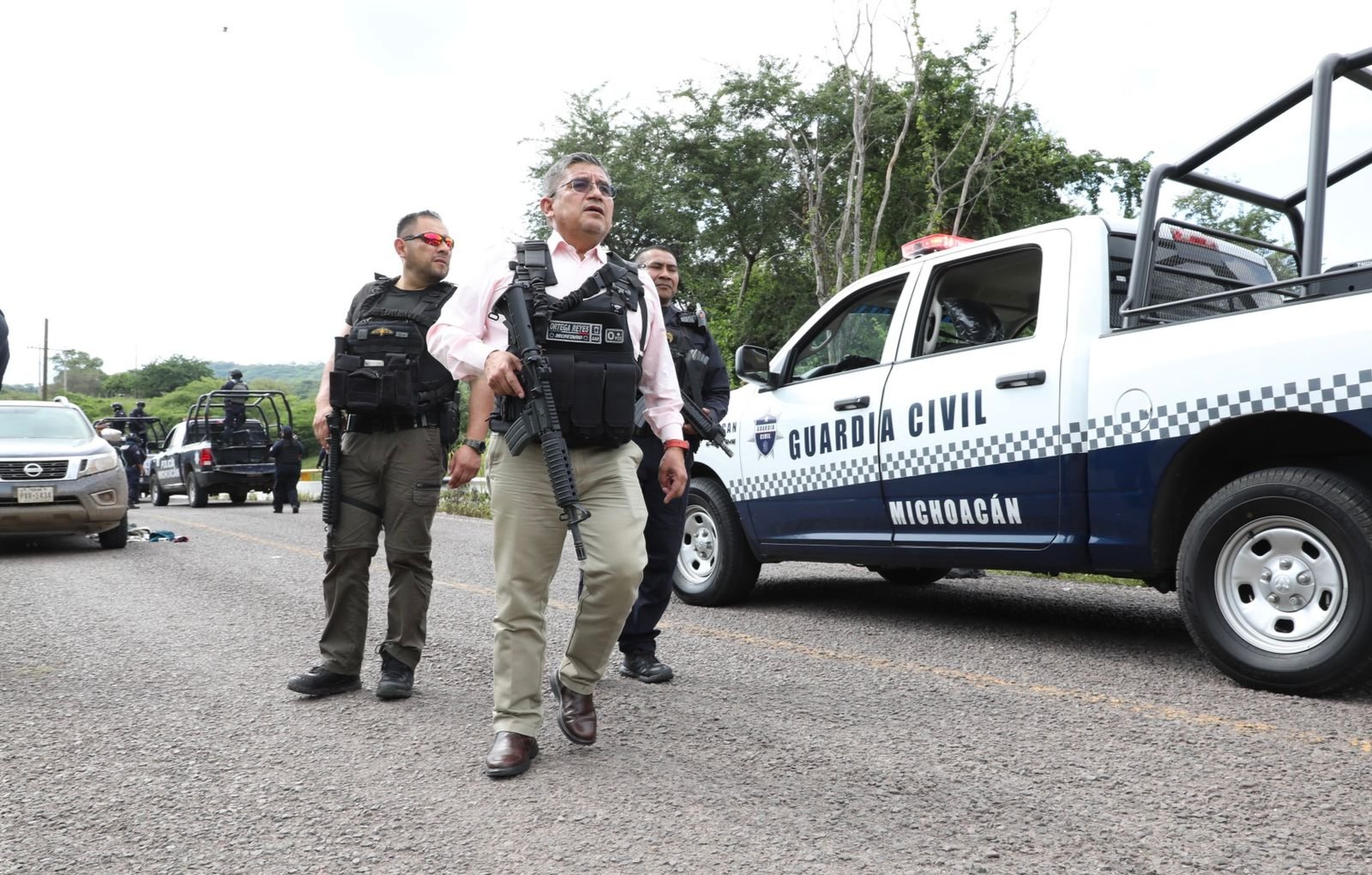 El secretario de Secretario de Seguridad Pública, José Alfredo Ortega Reyes encabezó el operativo
(Foto: Twitter/@SSeguridad_Mich)