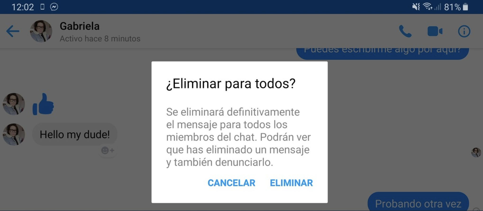 Eliminar mensaje en Facebook Messenger. (foto: El País)